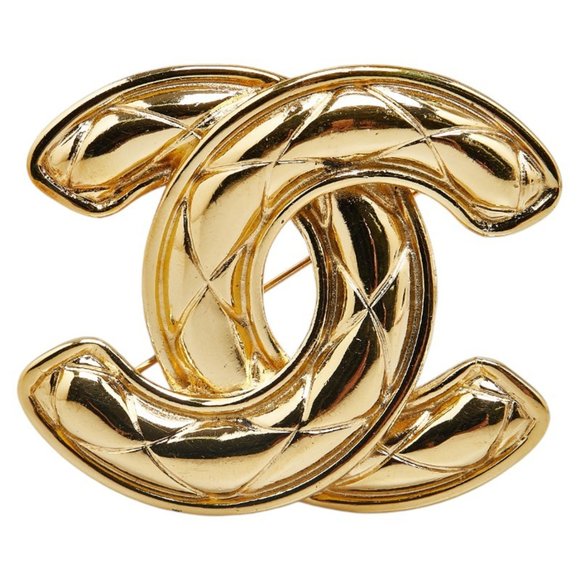 CHANEL Jewelry - Chanel Coco Mark Matelasse Brooch Gold Plated Women's CHANEL